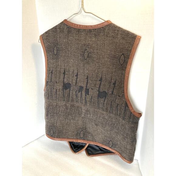 Sumac Design Vest Men’s Medium 100% Wool With Leather Trim Alpaca Designs - Picture 6 of 10